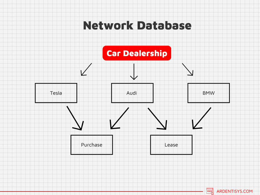 Network database structure- four types of database management systems
